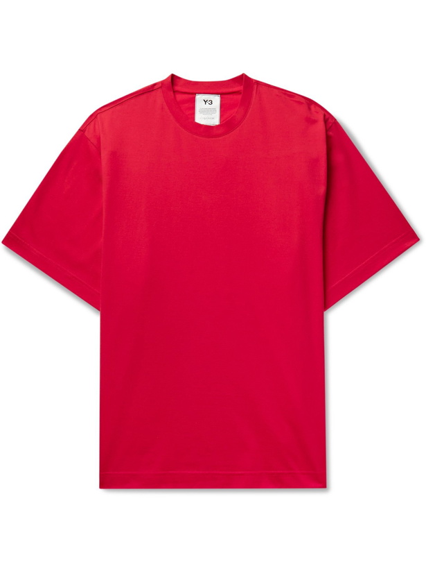 Photo: Y-3 - Logo-Print Cotton-Jersey T-Shirt - Red - S