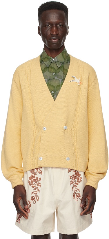 Photo: Bode Yellow Double-Breasted Cardigan