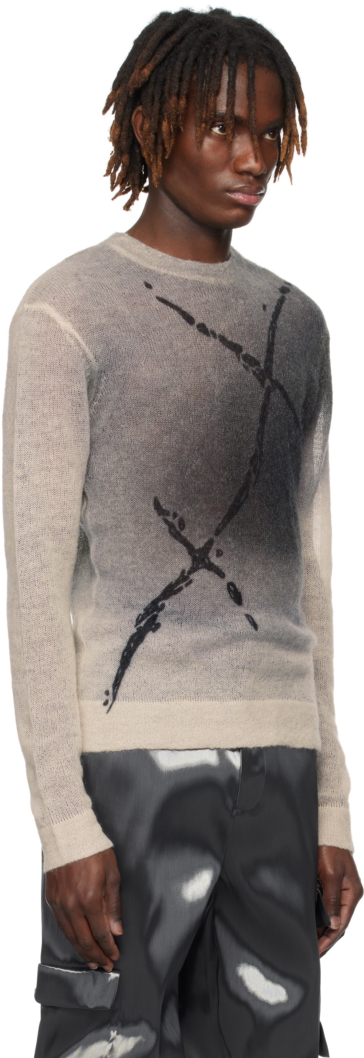 HELIOT EMIL Gray & Off-White Fluxus Sweater