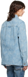 Balmain Blue Monogram Buttoned Denim Jacket