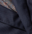 Sulka - Silk-Trimmed Herringbone Cashmere Robe - Blue