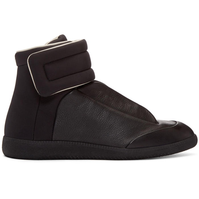 Photo: Maison Margiela Black Leather and Nylon Future High-Top Sneakers 