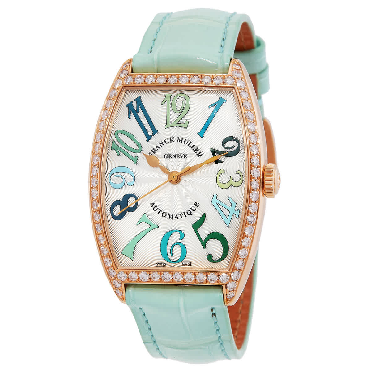 Franck Muller Cintree Curvex Automatic Diamond White Dial Watch 2852 SC D 1R ICY MINT TONES 5N