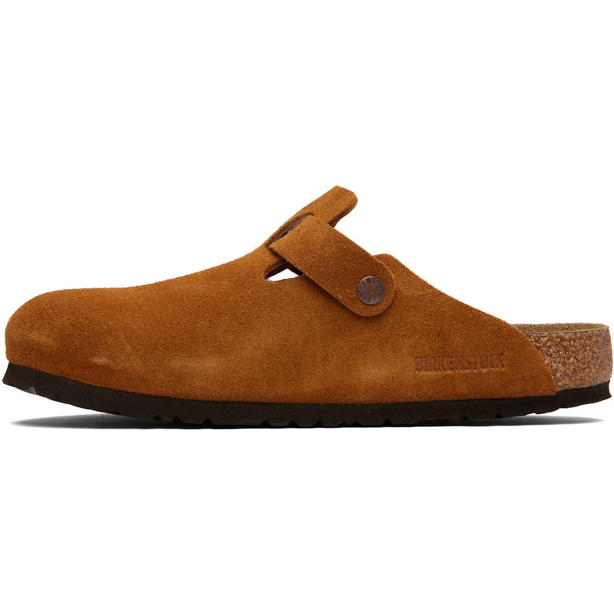 Birkenstock Tan Regular Boston Soft Footbed Suede Leather Loafers