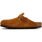 Birkenstock Tan Regular Boston Soft Footbed Suede Leather Loafers