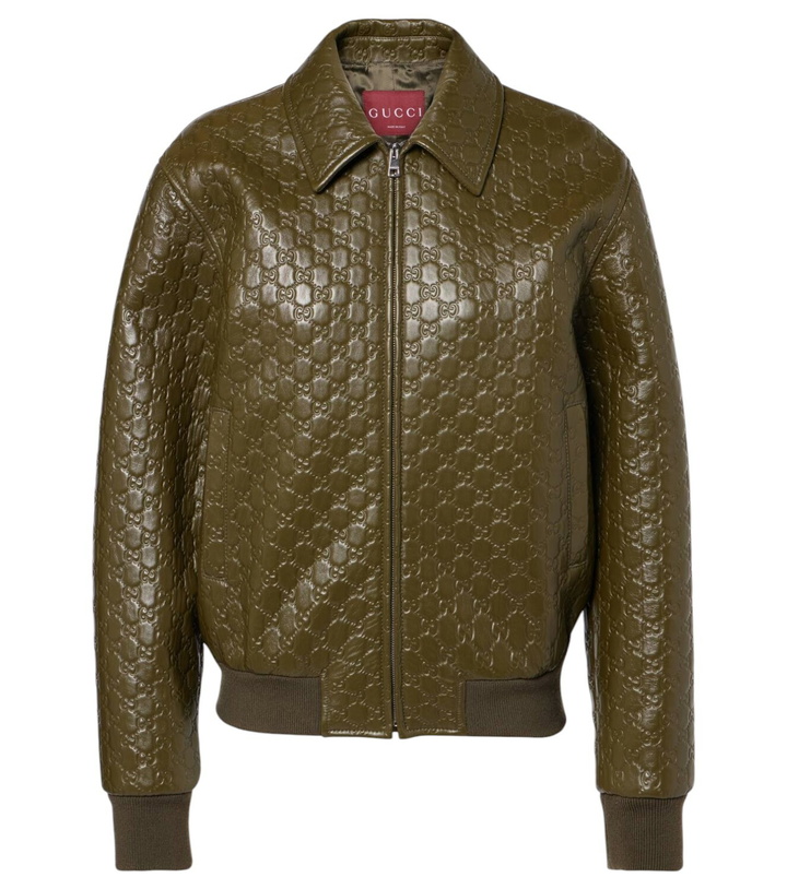 Photo: Gucci GG embossed leather bomber jacket