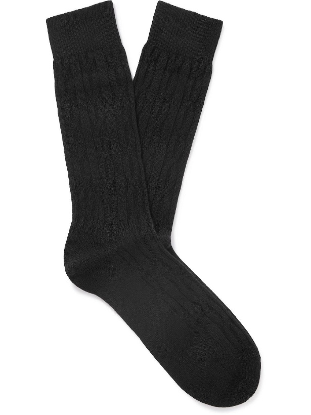 Photo: Anderson & Sheppard - Cable-Knit Cashmere Socks - Black