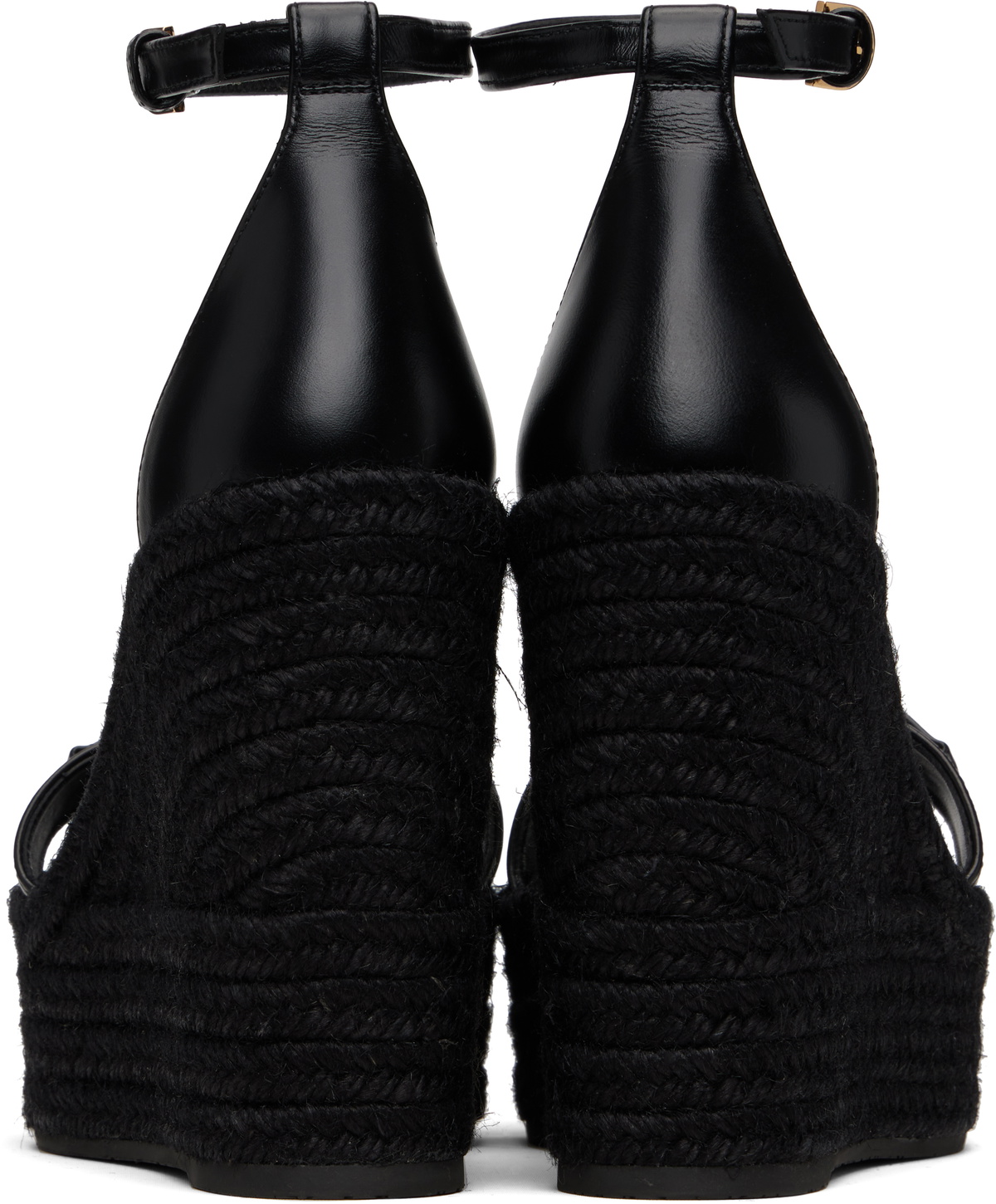 Versace Black Medusa '95 Leather Wedge Sandals