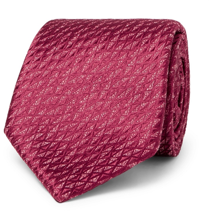 Photo: Charvet - 7.5cm Silk and Linen-Blend Jacquard Tie - Burgundy