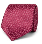 Charvet - 7.5cm Silk and Linen-Blend Jacquard Tie - Burgundy