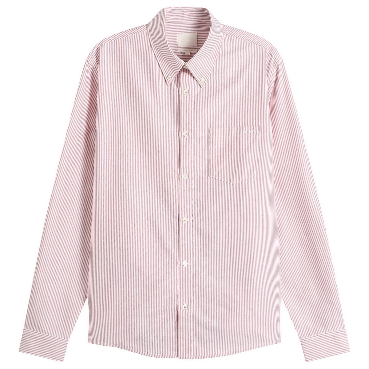 A.P.C. Men's Button Down Stripe Shirt in Red