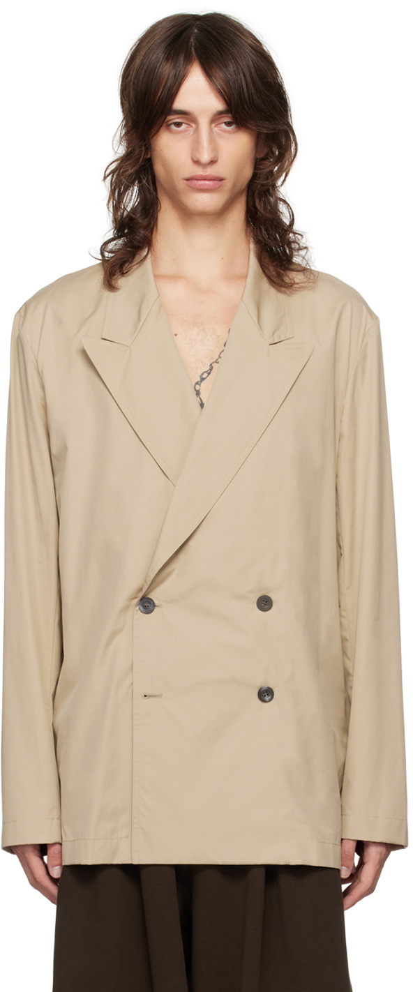 ANDRESD peaked lapel jacket ベージュ M Beige Peaked Lapel Blazer by Dries Van Noten on Sale