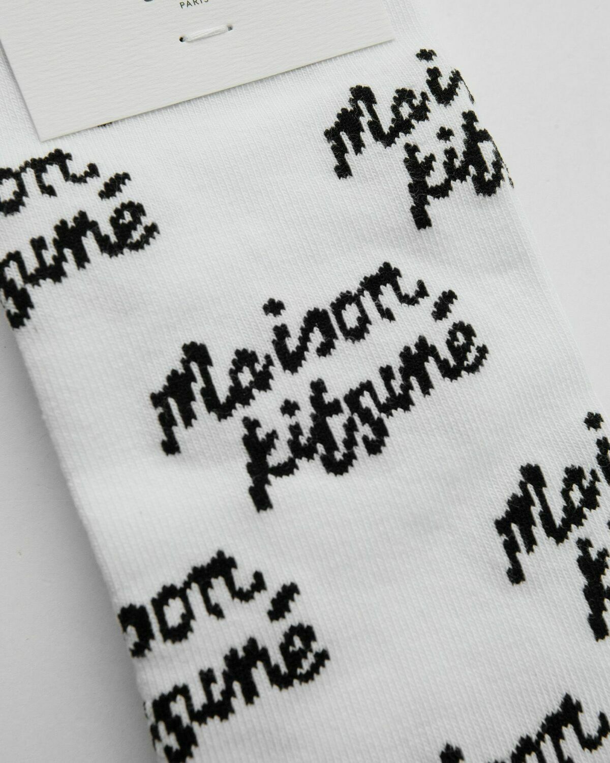Maison Kitsune Maison Kitsune Handwriting All Over Socks White Socks