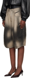 LU'U DAN Gray Puffa Denim Shorts