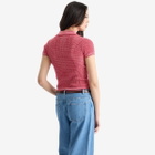 GUEST IN RESIDENCE Women's Shrunken Polo In Cashmere in True Red/Cream