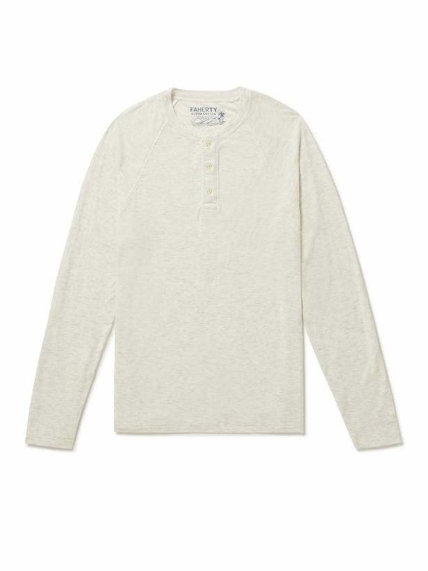 Photo: Faherty - Cloud Pima Cotton and Modal-Blend Jersey Henley T-Shirt - Neutrals