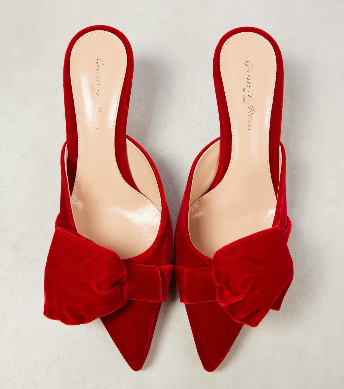 【Gianvito Rossi】 55 bow-detail velvet mules Gianvito Rossi 55 bow-detail velvet mules Gianvito Rossi