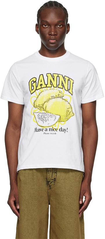 Photo: GANNI White Relaxed Lemon T-Shirt