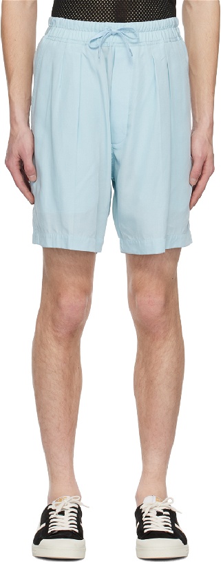 Photo: TOM FORD Blue Pleated Shorts