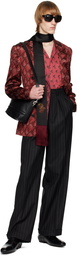 Dries Van Noten Burgundy Notched Lapel Blazer