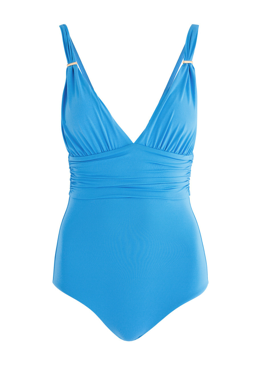 Melissa Odabash Panarea Plunge V-neck Swimsuit Blue