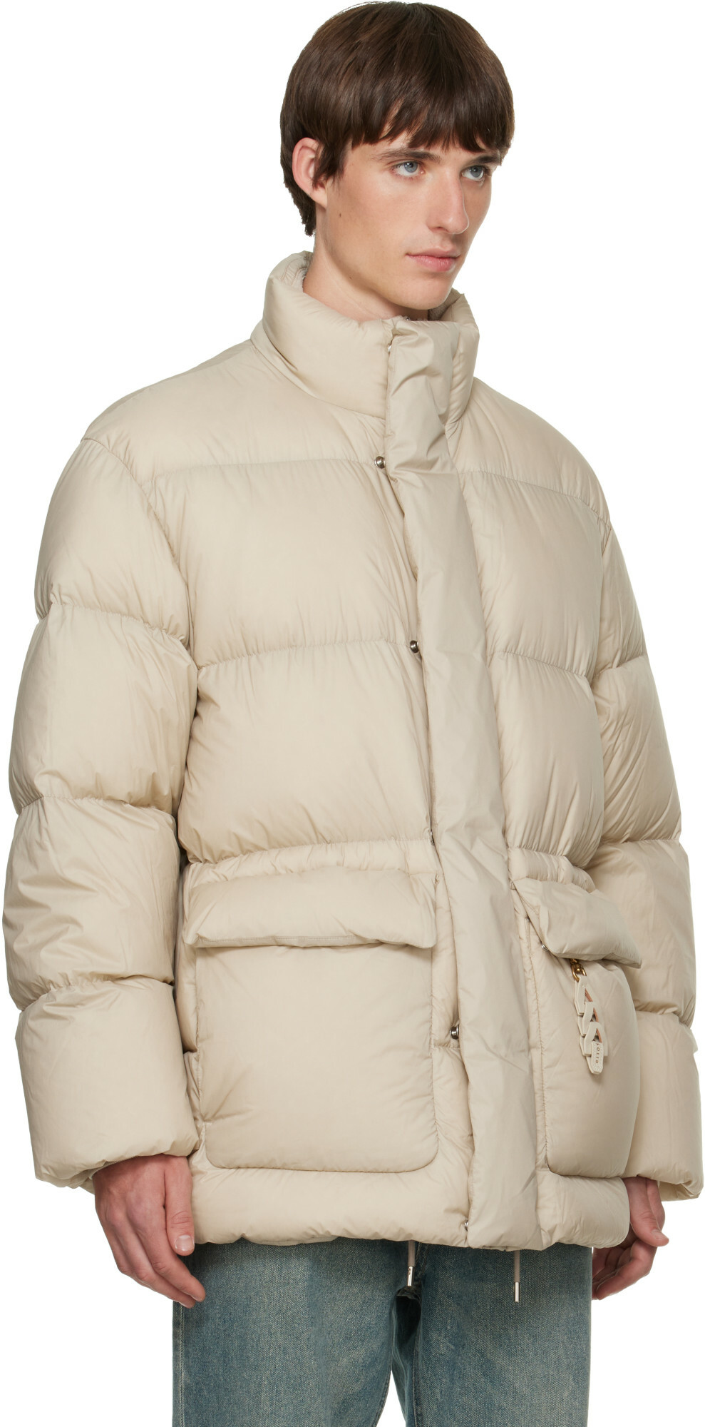 Solid Homme Beige Quilted Down Jacket