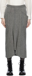Y's Gray Herringbone Midi Skirt