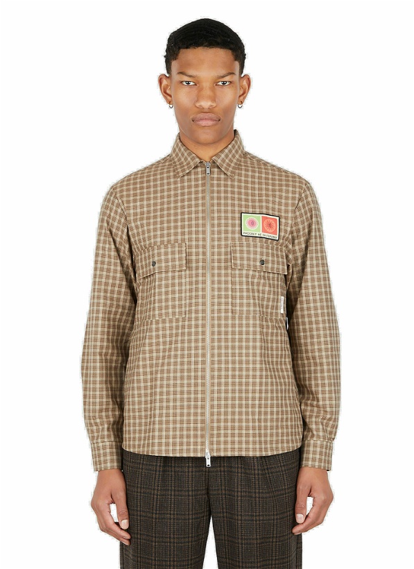 Photo: Zip-Front Check Shirt in Brown