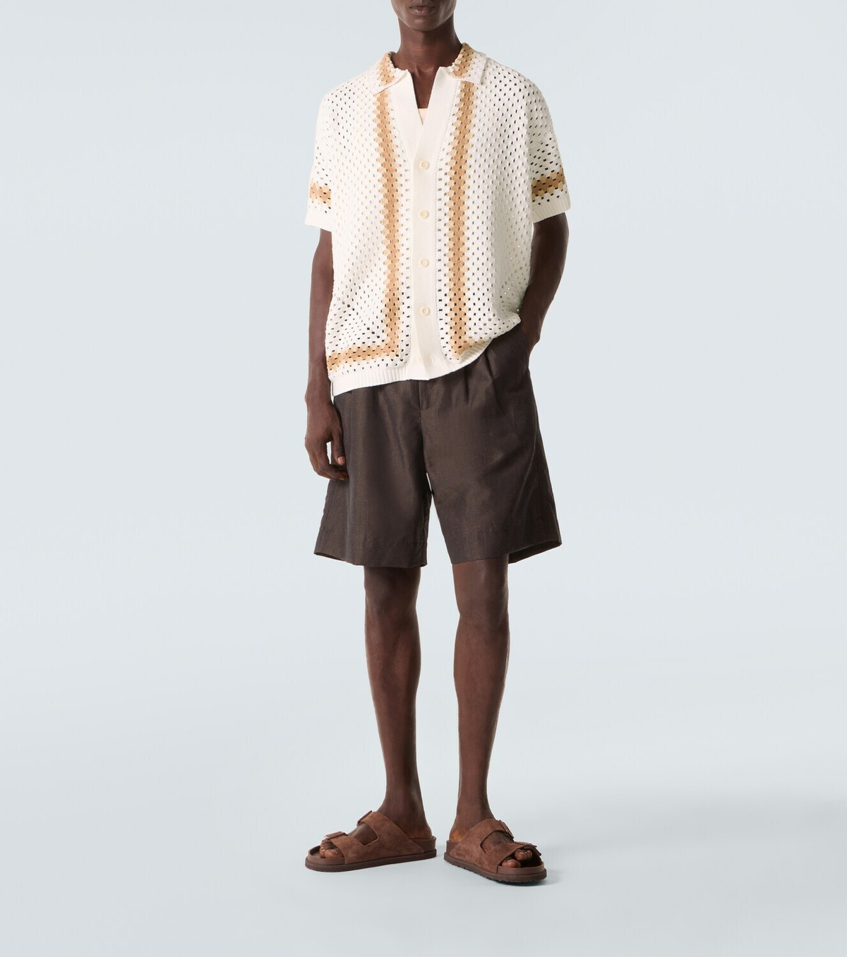 Frescobol Carioca Pinto crochet cotton bowling shirt