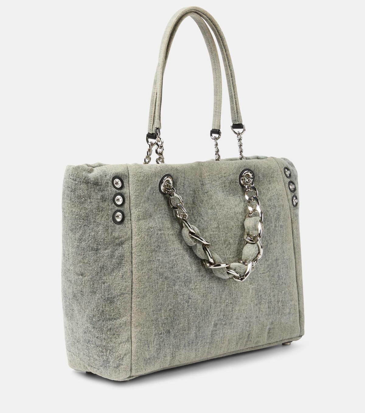 新作*Balmain*チェーンハンドル デニムトートバッグ 1945 Balmain 1945 Soft denim tote bag Balmain