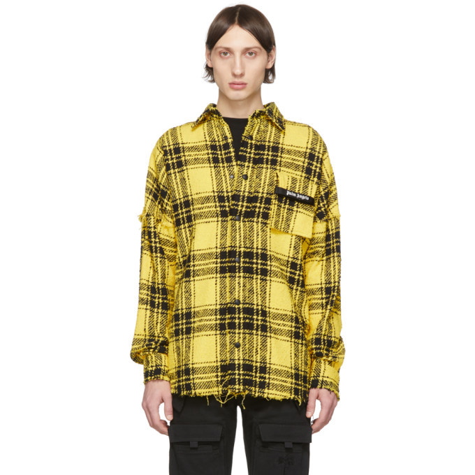 Photo: Palm Angels Yellow and Black Check Firestarter Overshirt