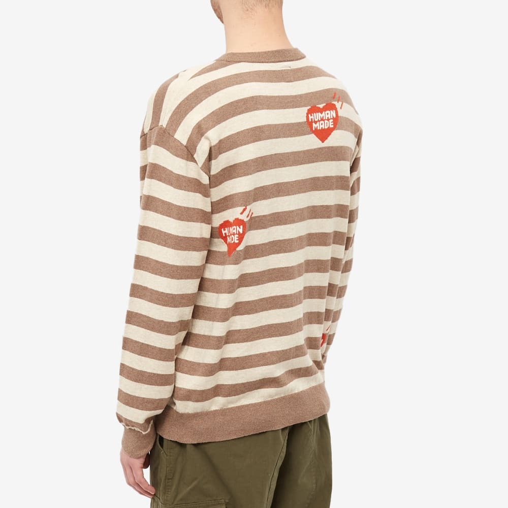 Human Made Men's Stripe Heart Knit in Beige Human Made