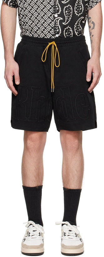 Photo: Rhude Black Embroidered Shorts