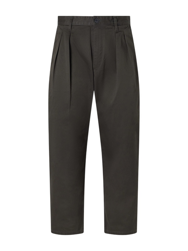 Photo: WTAPS - Straight-Leg Pleated Cotton-Twill Trousers - Green