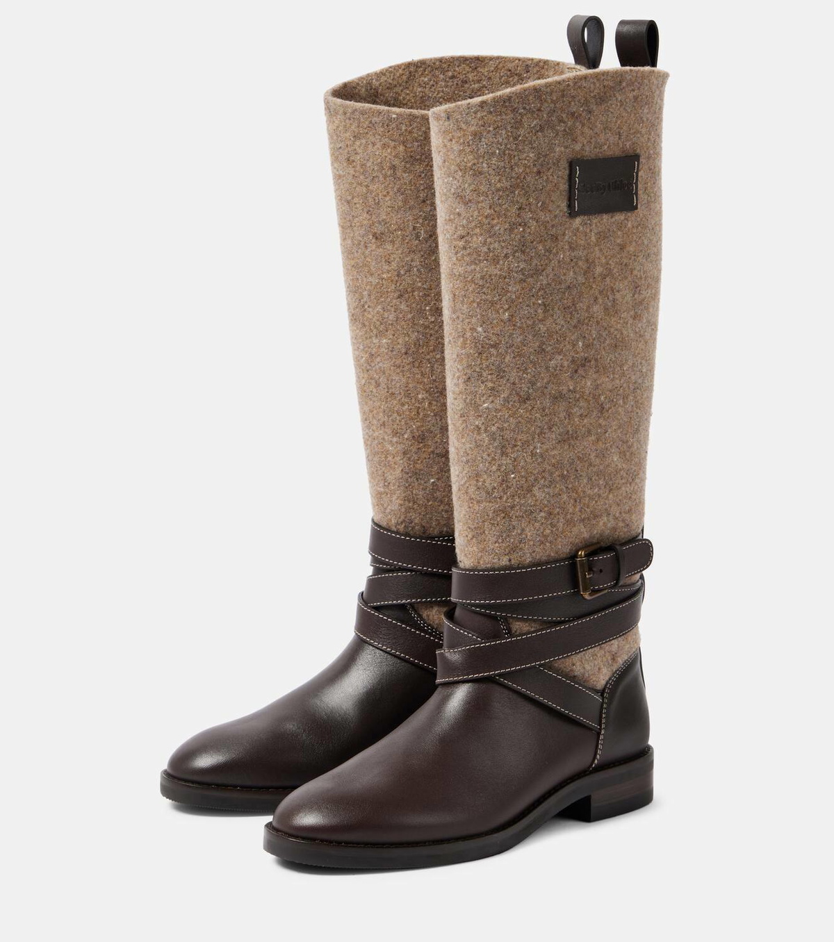 See By Chloé Anim leather-trimmed knee-high boots