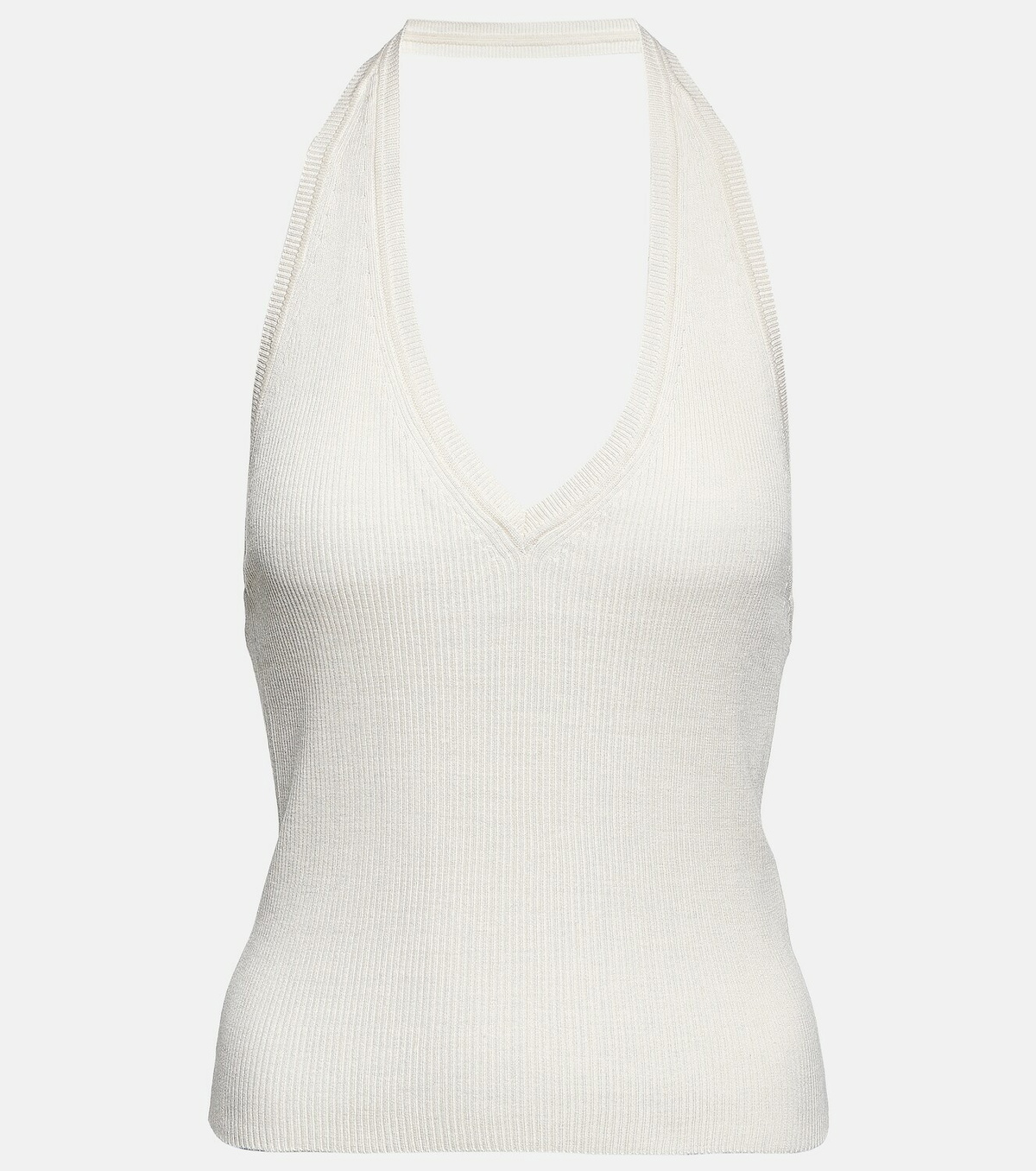 Nili Lotan - Ivey ribbed-knit halterneck silk top