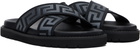 Versace Black Greek Ribbon Sandals