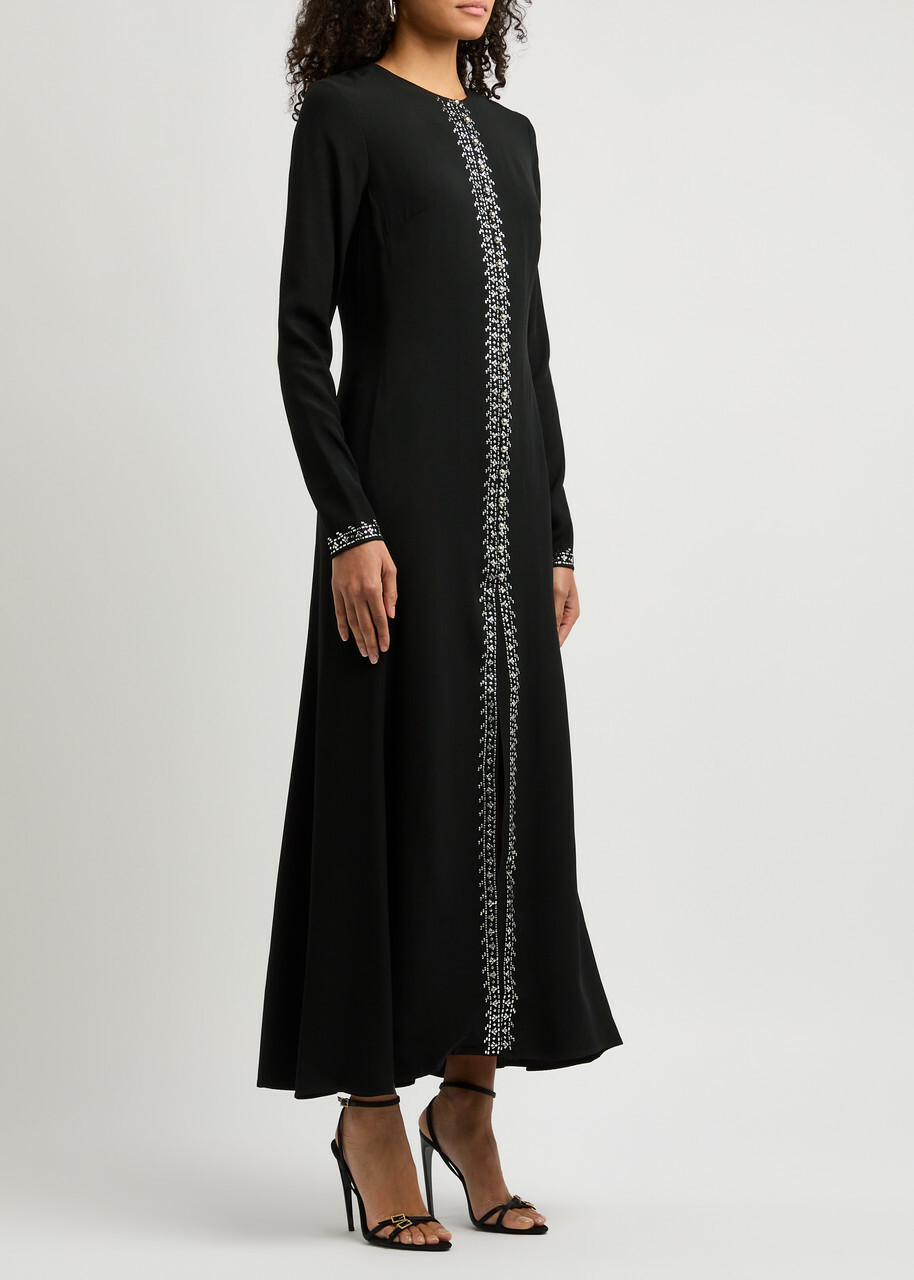 Rabanne Embellished Cape-effect Crepe Maxi Dress Black