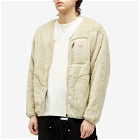 Danton Men's High Pile Fleece V Neck Jacket in Ecru