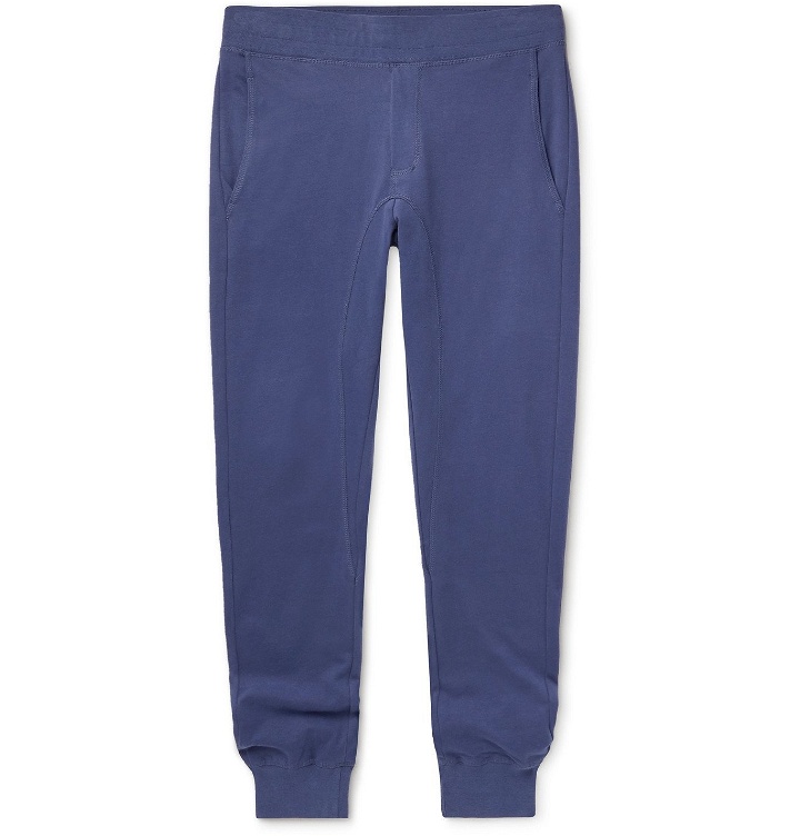 Photo: FRESCOBOL CARIOCA - Ferreira Tapered Loopback Organic Cotton-Jersey Sweatpants - Blue