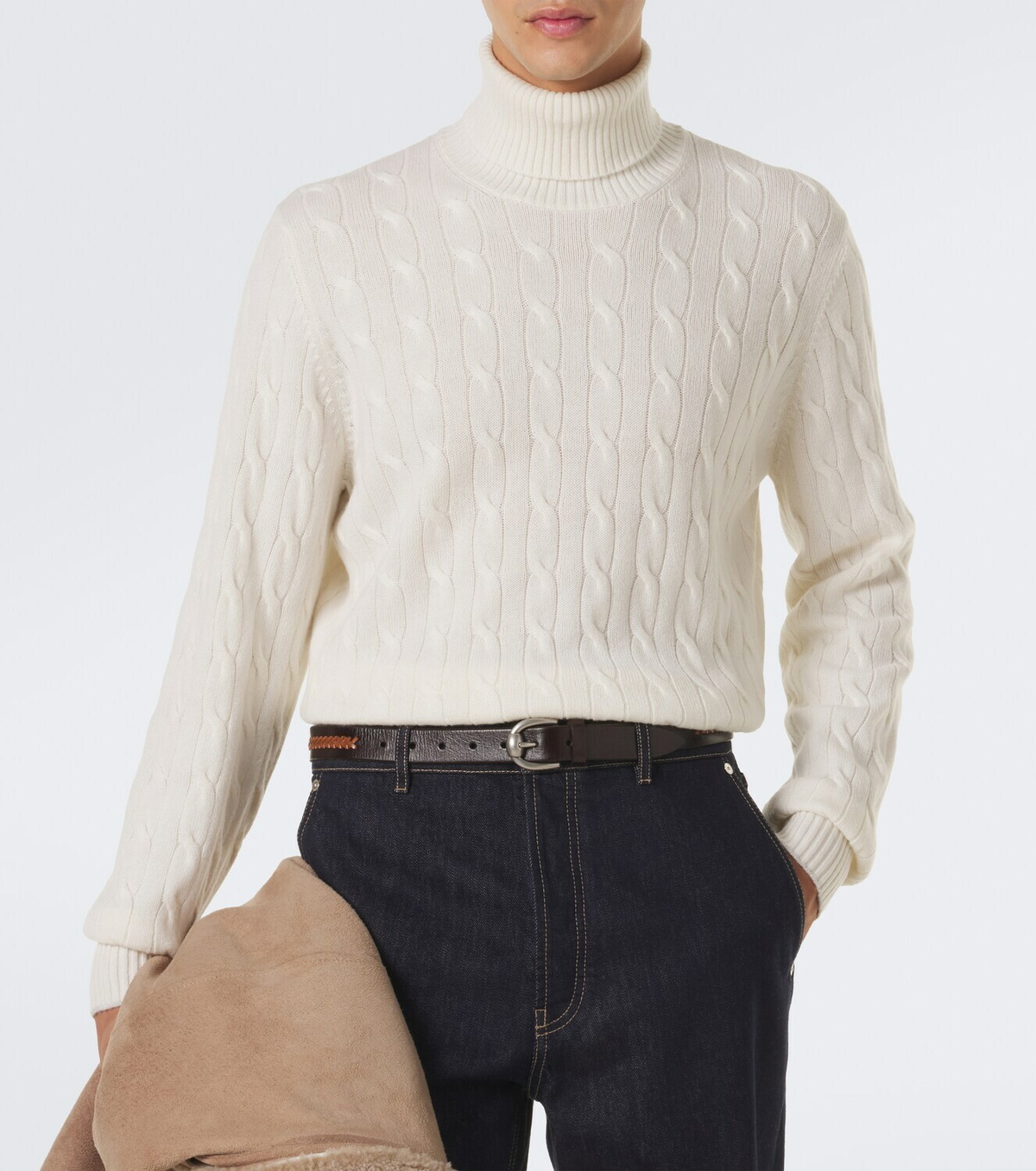 Brunello Cucinelli Cable-knit cashmere turtleneck sweater