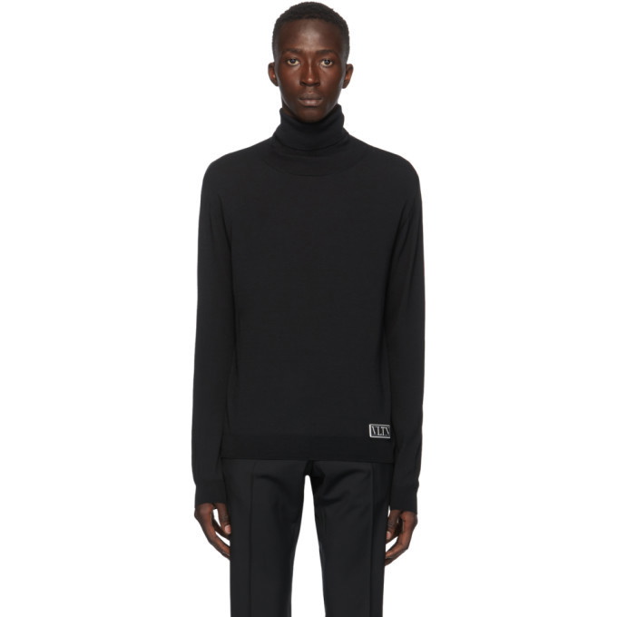 Photo: Valentino Black Fine Wool VLTN Turtleneck