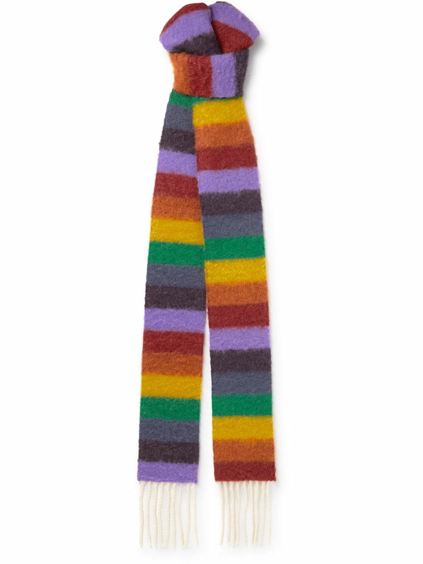 Photo: Acne Studios - Fringed Striped Alpaca-Blend Scarf