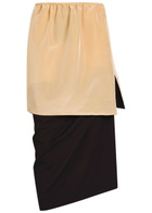 Calvin Klein Sully Layered Wool and Silk-blend Midi Skirt Black