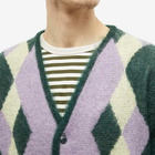 Needles Men's Mohair Diamond Cardigan in Green