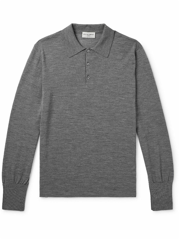 Photo: Officine Générale - Brutus Slim-Fit Knitted Wool Polo Shirt - Gray