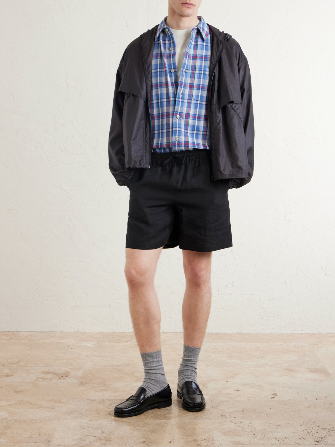 Aimé Leon Dore - Straight-Leg Linen Drawstring Shorts - Black