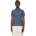 Moncler Blue Tricolor-Trimmed Cotton Piquet Polo