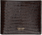 TOM FORD Brown Glossy Printed Croc Bifold Wallet