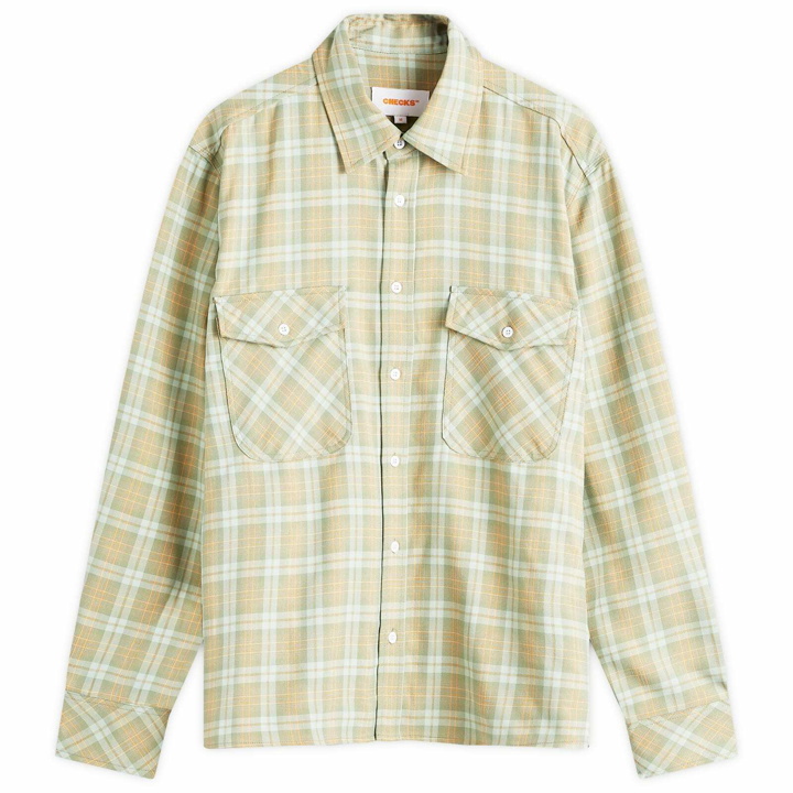 Photo: Checks Downtown Men's Flannel Overshirt in Seafoam/Rust